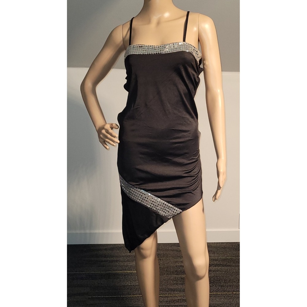 Sexy‎ Women Black/Silver Stretch Mini Club Party Cocktail Dress Small SL2036
